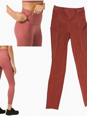 Lululemon Fast and Free Super High Rise Tight 25” Elite Cherry Tint Size 4 VGUC